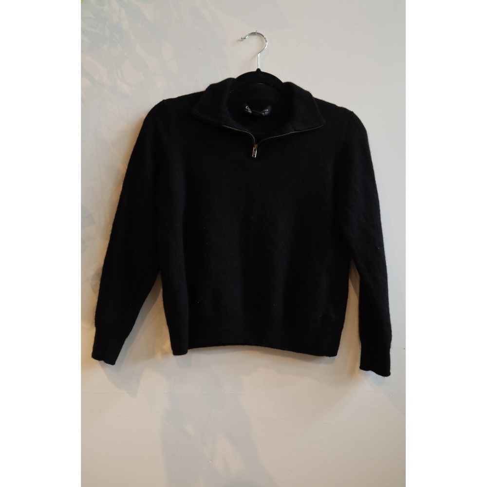 Christian Lacroix Black 100% Extrafine Merino Wool Quarter Zip Sweater Mens M